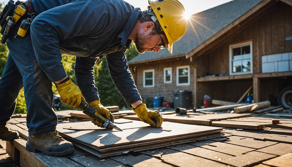 Professional roof ventilation repair technician working on roof vents in Edgewater NJ